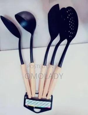 Wood Colour Handle Nonstick Spoon Set