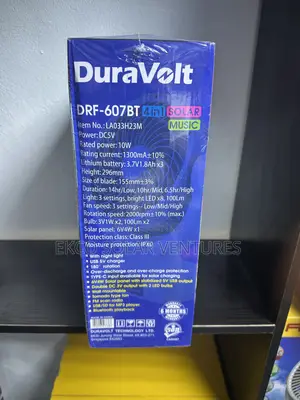 Duravolt 7" 4in1 Solar Music Rechargeable Fan