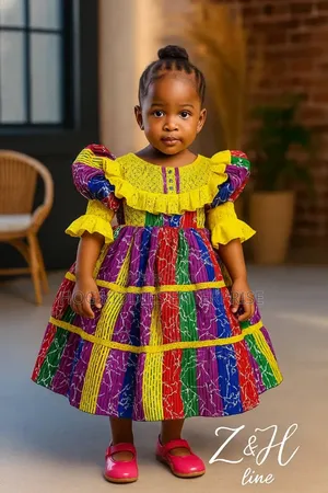 Beautiful Multi-Color Kids Dress With Lace Details