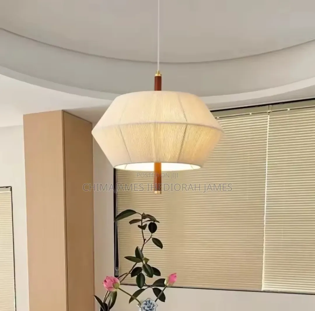 2026 Japanese Pendant Lights Solid Wood Woven Fabric Living Room