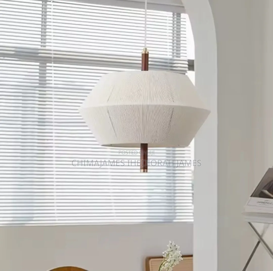 2026 Japanese Pendant Lights Solid Wood Woven Fabric Living Room