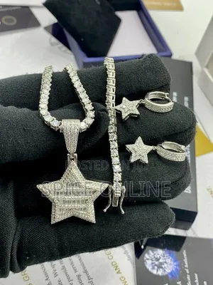 Xvip Luxury VVS Moissanite Chain,Star Pendant and Star Earring