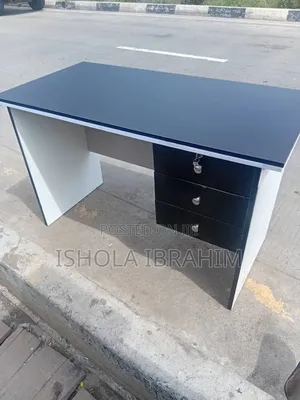 4ft White and Black Office Table