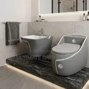 Grey With White Watercloset With Suspended Washing Hand