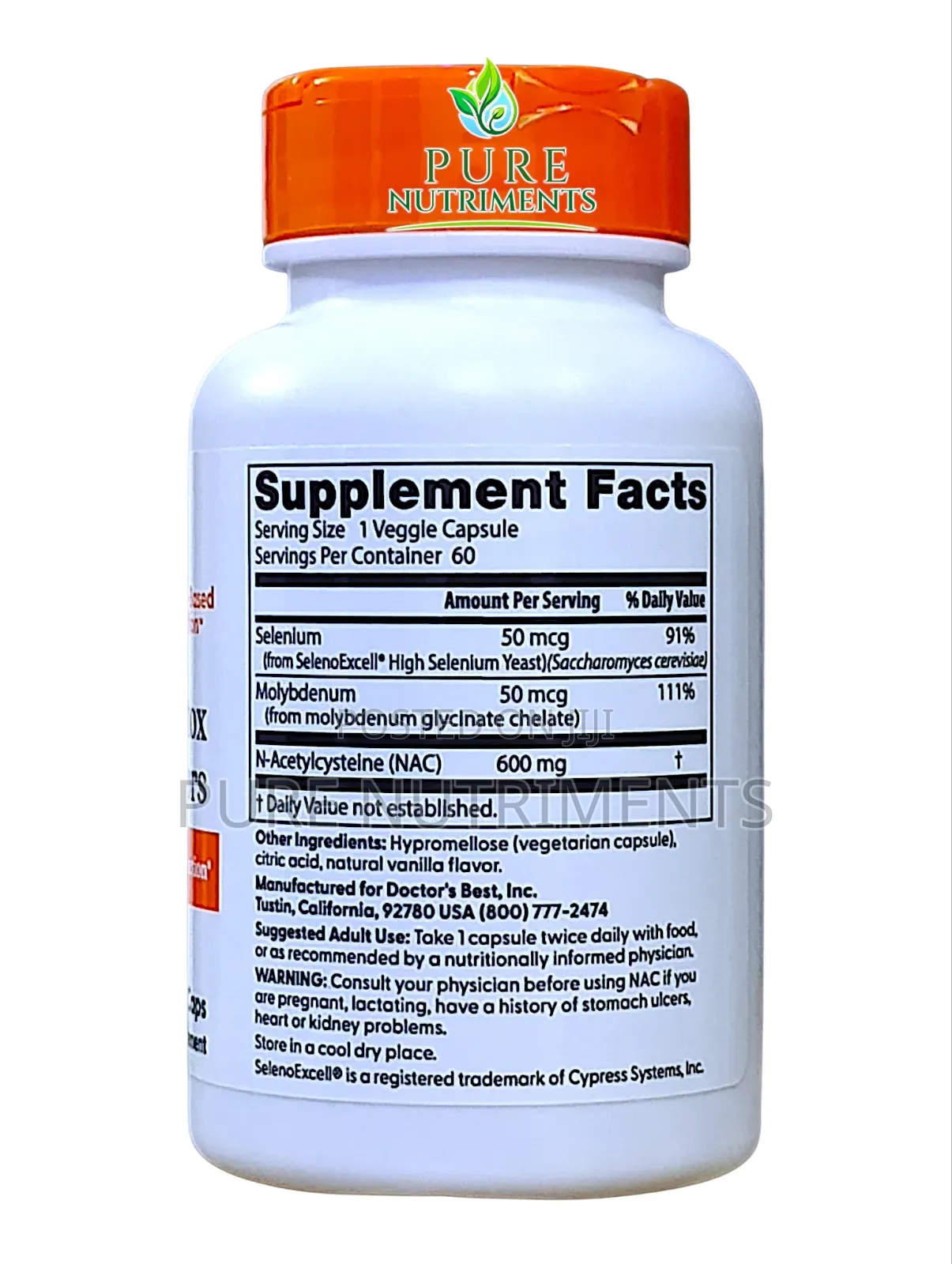 Doctors Best Nac 600mg Detox Regulators 60 Caps Liver Immune Support