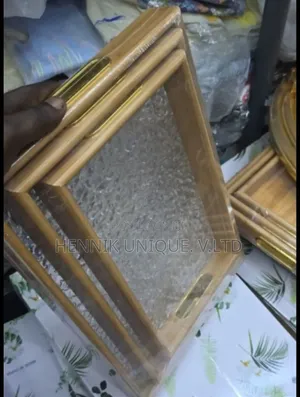 Designer Polished 3 in 1 Natural Bamboo Wooden Serving Tray