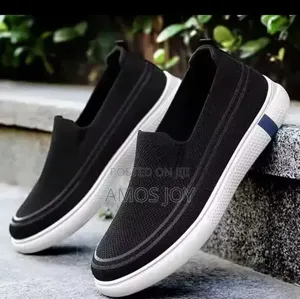 Black Knit Slip-on Sneakers, Sizes 41-45, Lagos Payment on Delivery