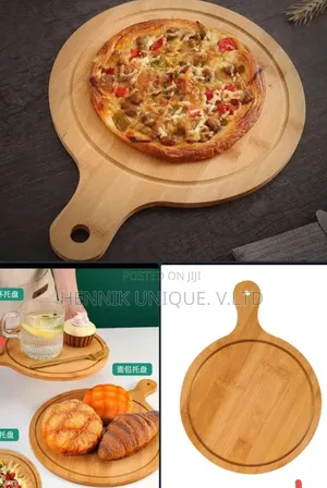 Bamboo Plate Round Pizza Tray Tea for Serving Tray Fruit Breakfast