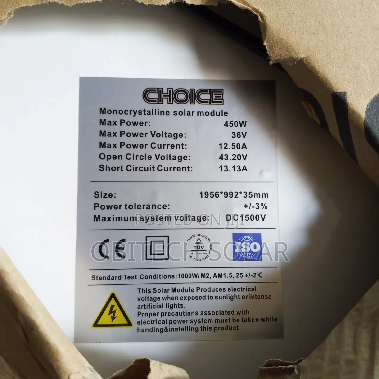 450watts Choice 72cell Brand New Panel