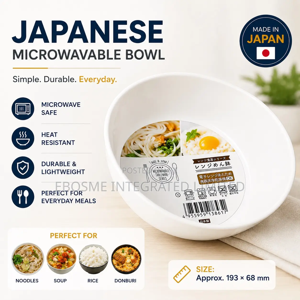 Microwavable Premium Bowl L193 X D68 Mm