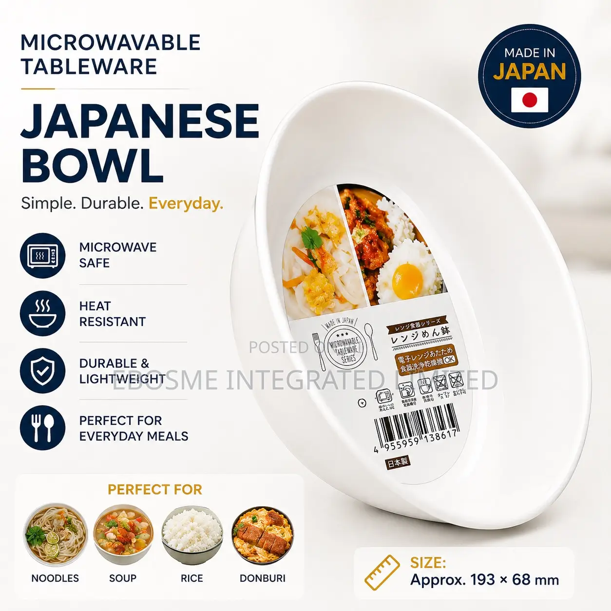 Microwavable Premium Bowl L193 X D68 Mm