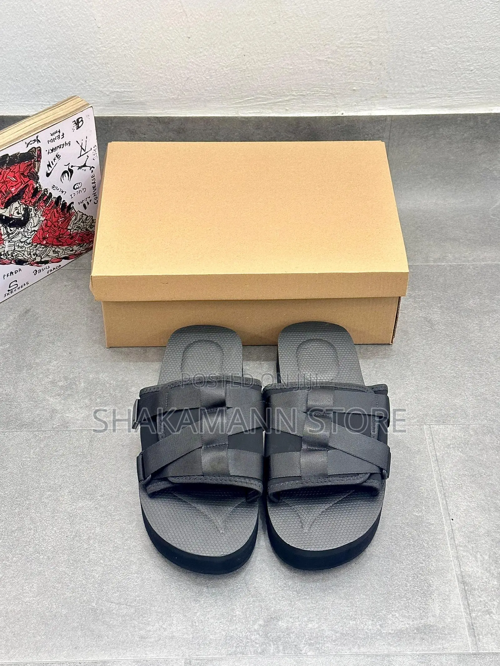 Original Tech Slides Triple Black High Sole