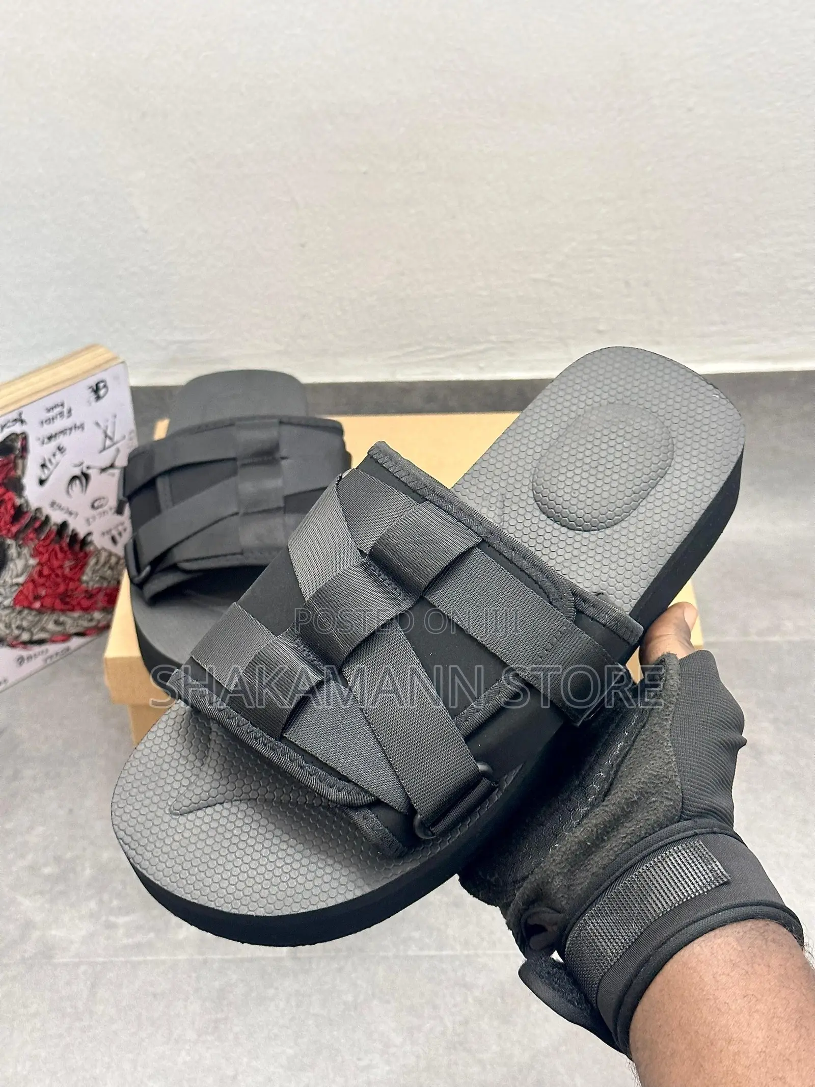 Original Tech Slides Triple Black High Sole