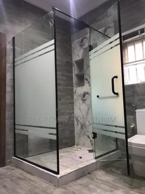 10mm Half Frosted Tempered Shower Glass With Black Accessories