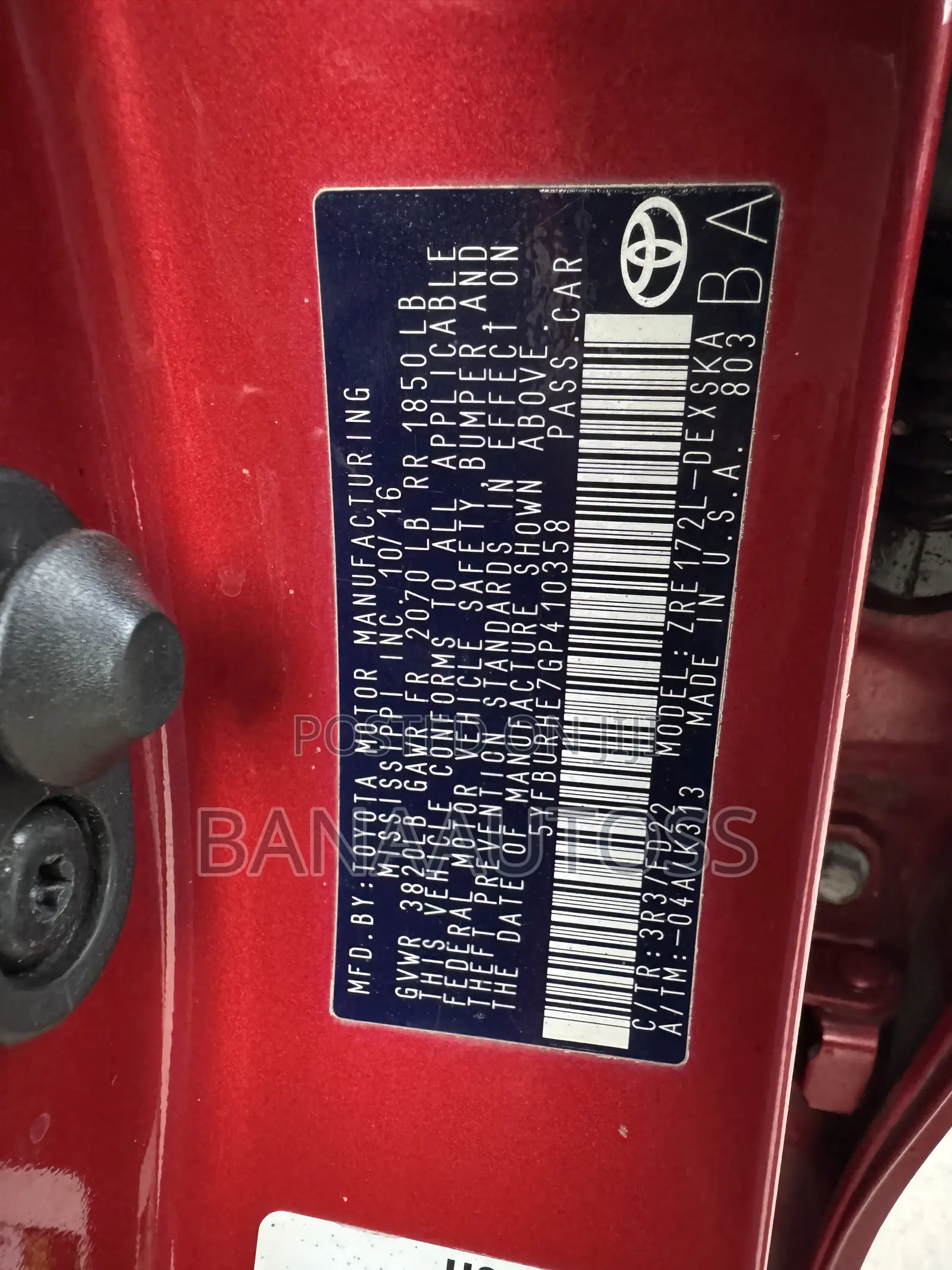 Toyota Corolla 2017 Red
