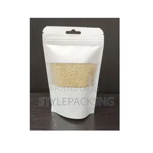 White Kraft Stand Up Pouch 10cm X 15cm – Resealable Food Packaging
