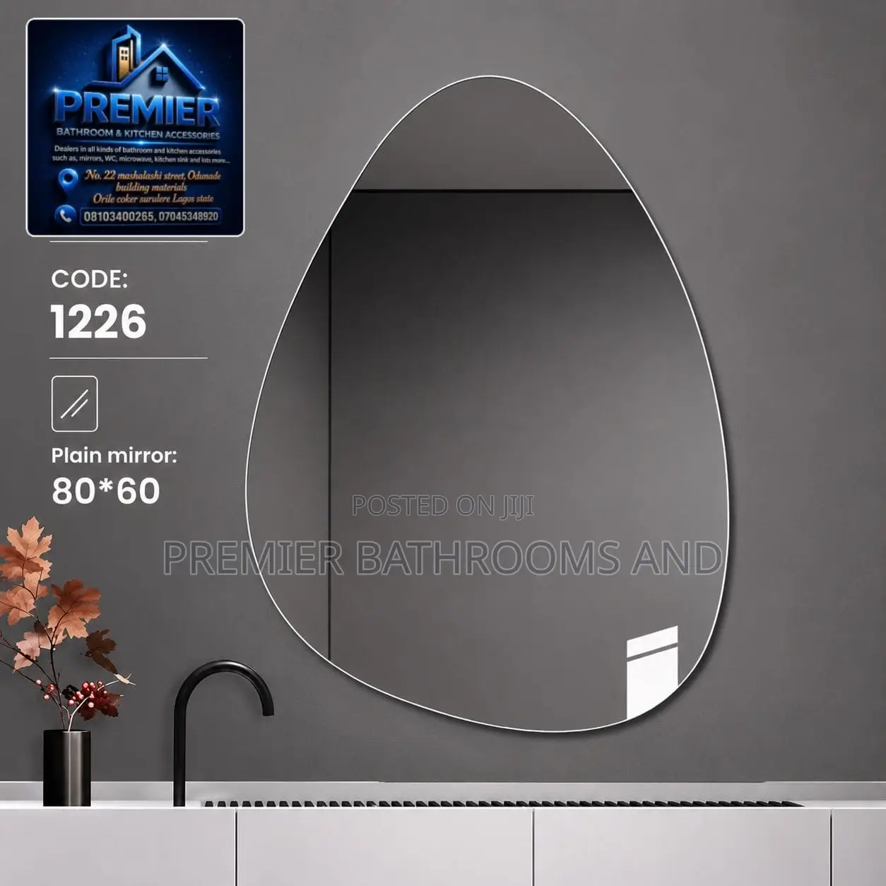 Plain Shapeless Bathroom Wall Mirror