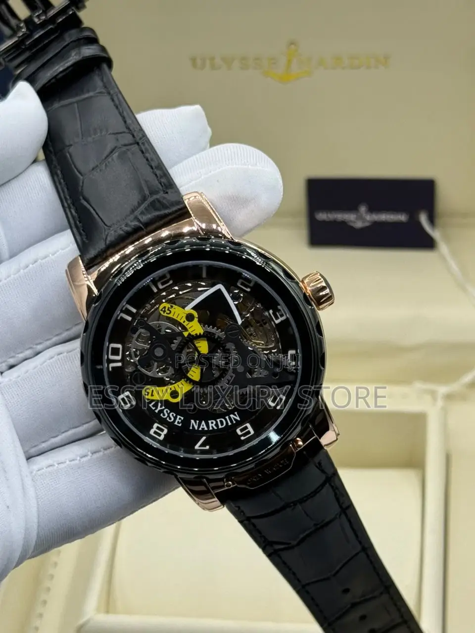 Automatic Engine Luxury Ulysse Leather Wristwatch