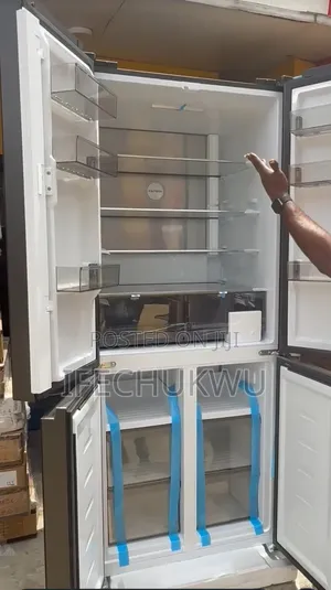 Original Aucma French Doors Inverter Mirror Glass Face Fridge Copper