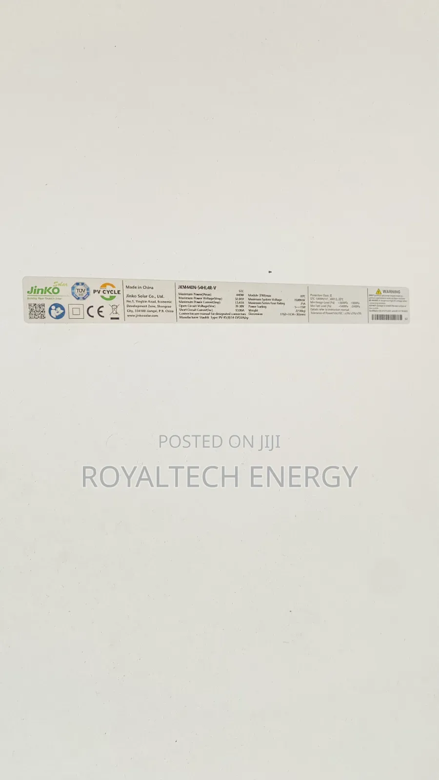Original Jinko 440wtts Solar Panels