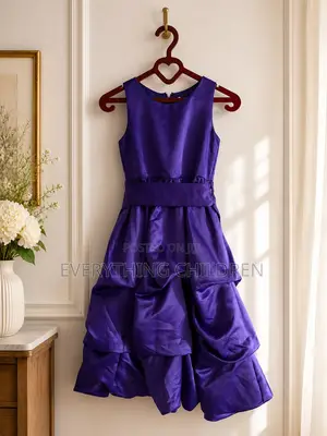 Elegant Girls’ Purple Party Dress – Sleeveless Layered Satin Dress