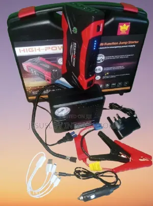 Cordless Jump Starter Compressor Pump With Led Light, 4 Usb Port