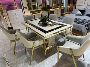 Luxury 6- Seater Dining Set - White and Gold Edition