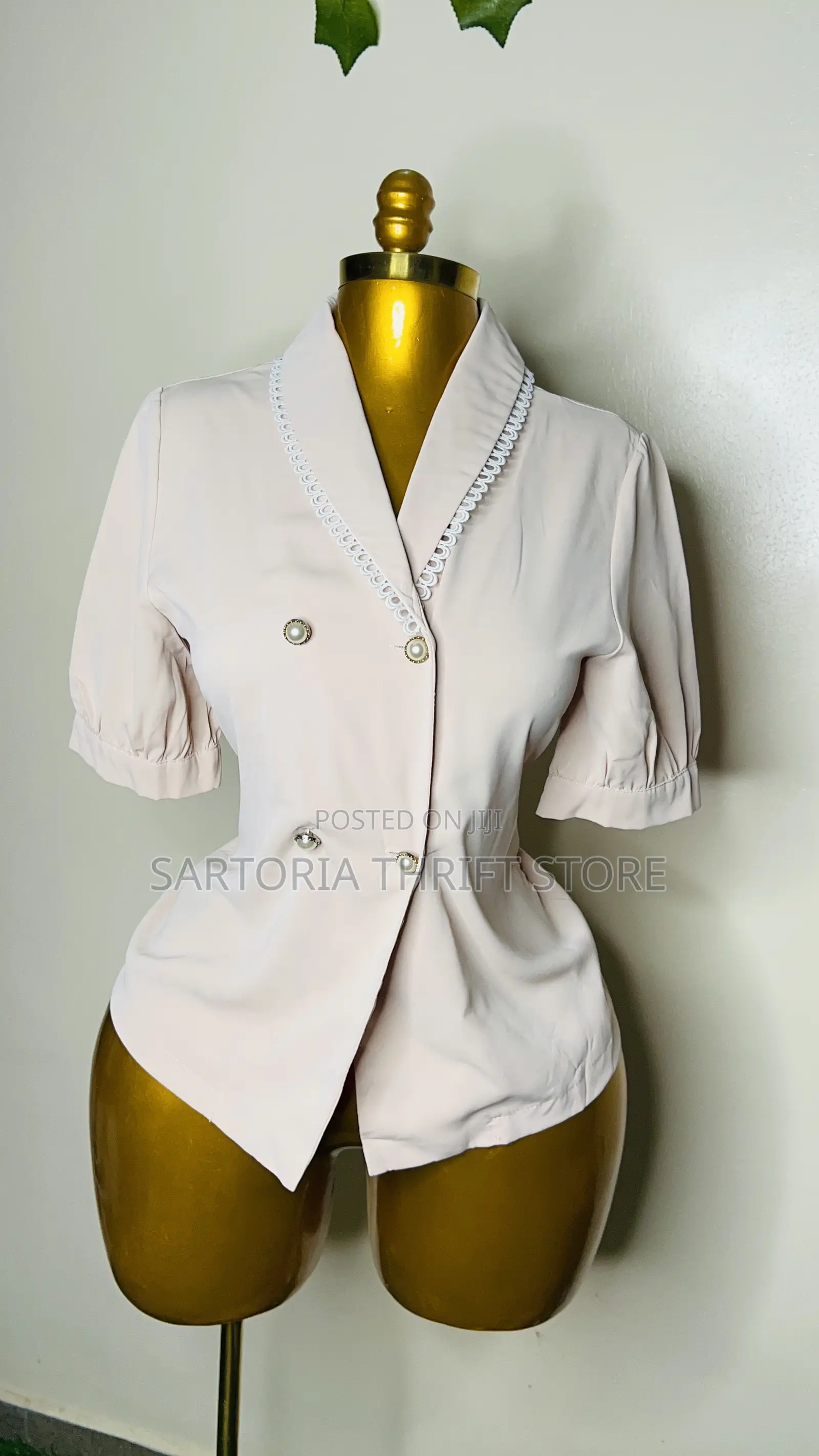 Beige Corporate Top With Pearl Button