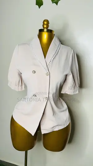 Beige Corporate Top With Pearl Button