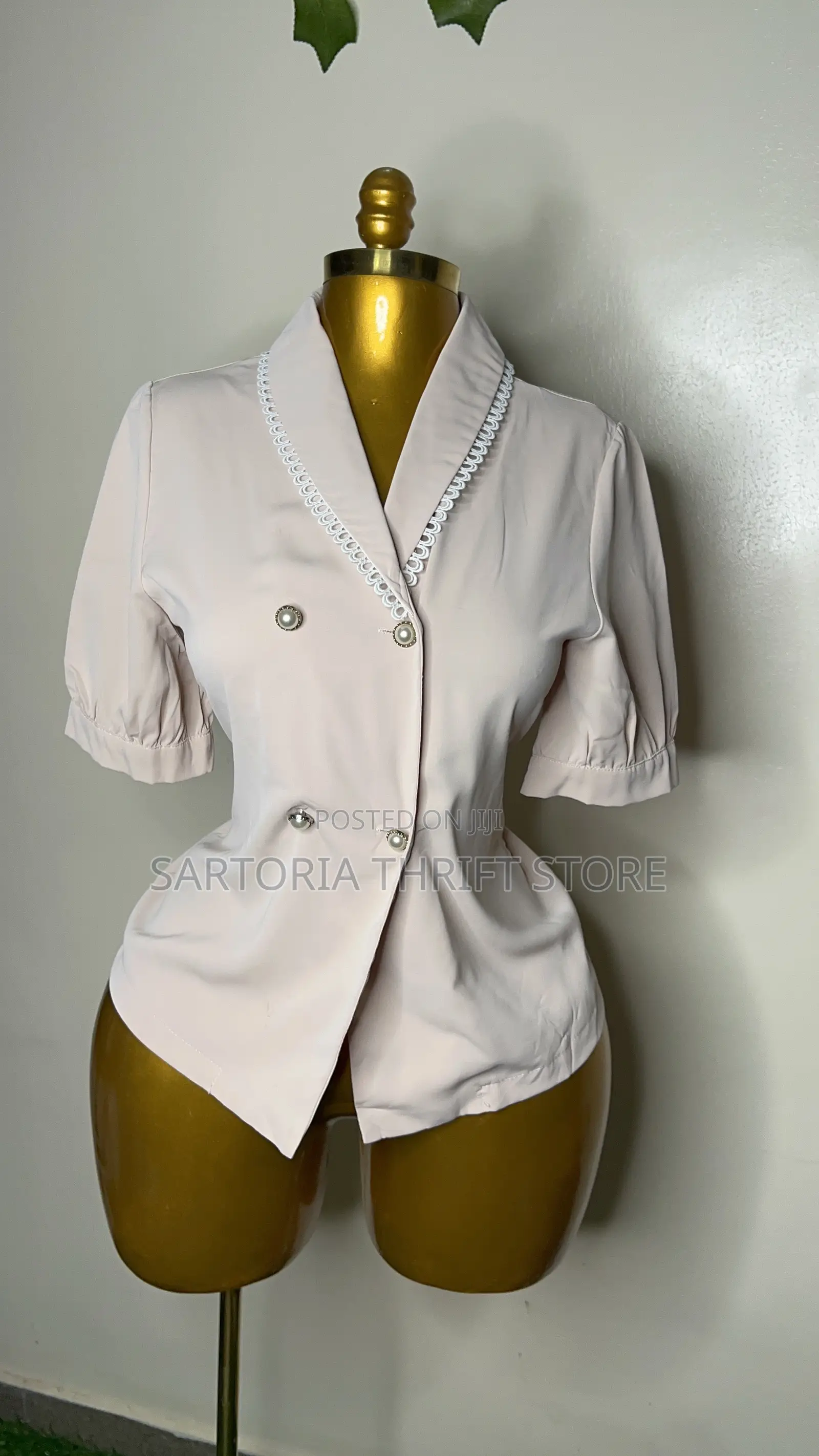 Beige Corporate Top With Pearl Button