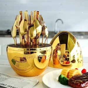 Luxury 24pcs Gold-Plated Egg-Shaped Cutlery Set