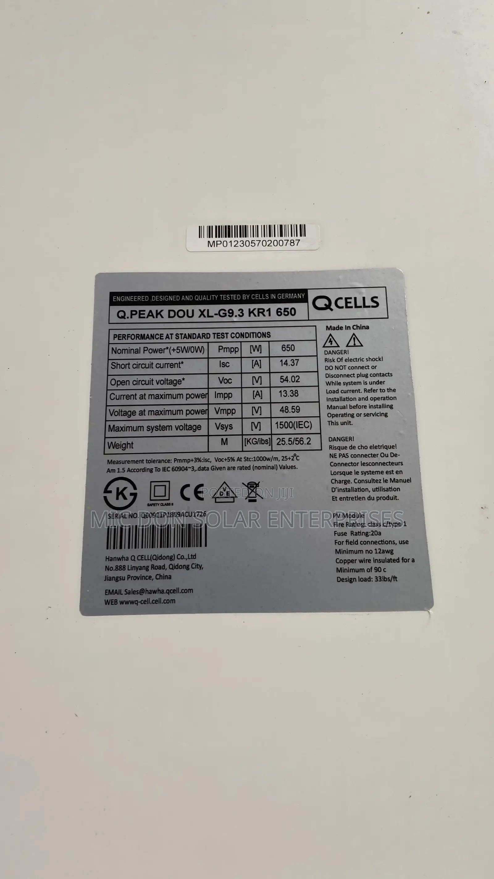 Qcell 650watts Solar Panel