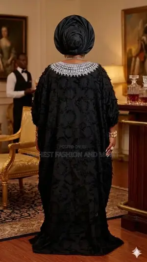 Rich Woman Gown With Embroidery and Gele - Style 733