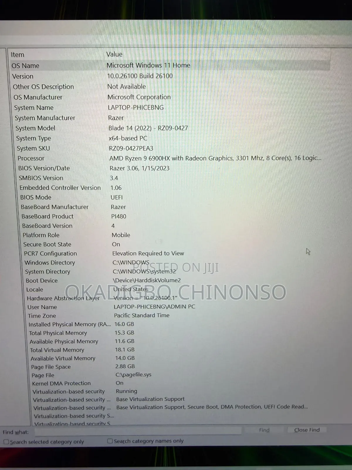 Laptop Razer Blade 16GB AMD Ryzen 9 SSD 1T