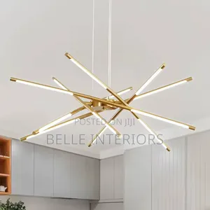 Nordic Modern Led Linear Chandelier Simple Gold Black