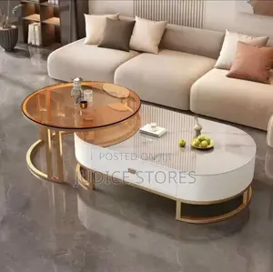 A+B Marble and Glass Luxury Center Table Grey