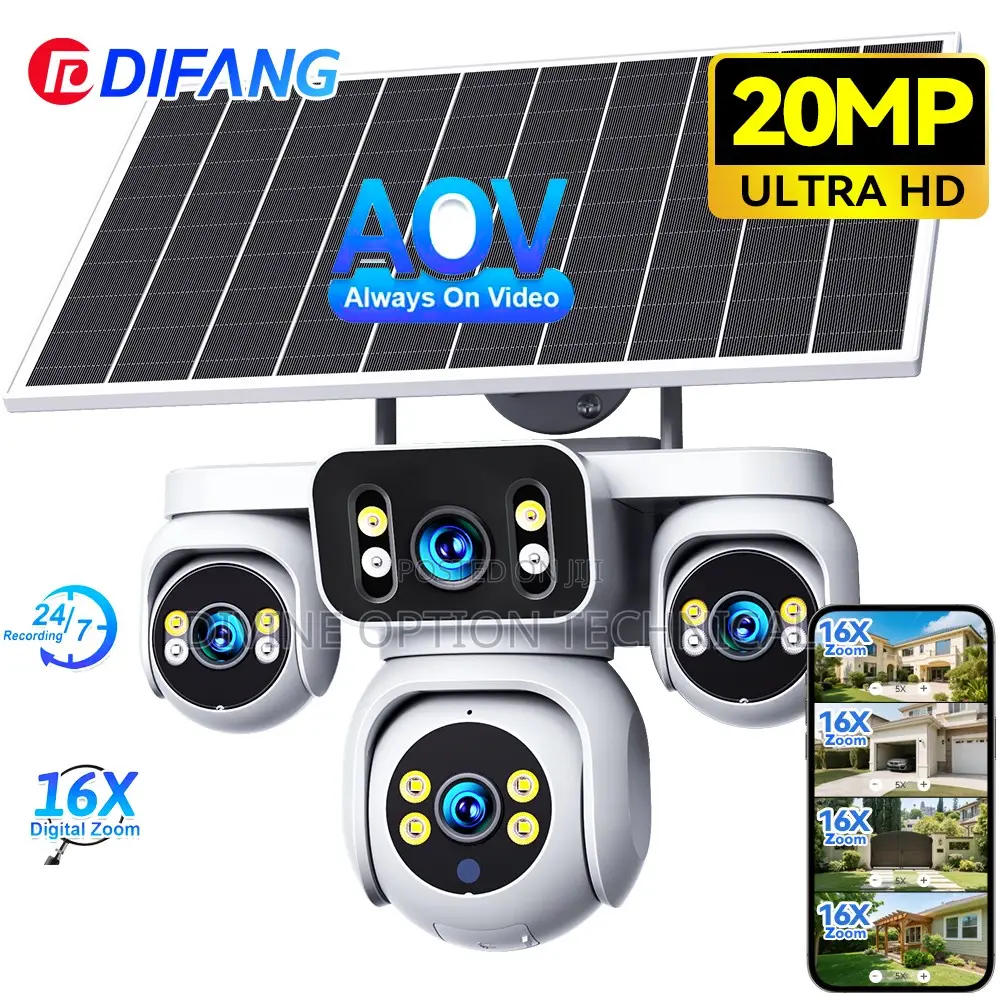 4 Lens Solar CCTV Camera With Aov Technology