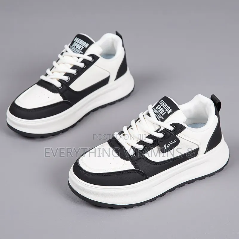 Unisex Black White Platform Sneakers (Size 40)