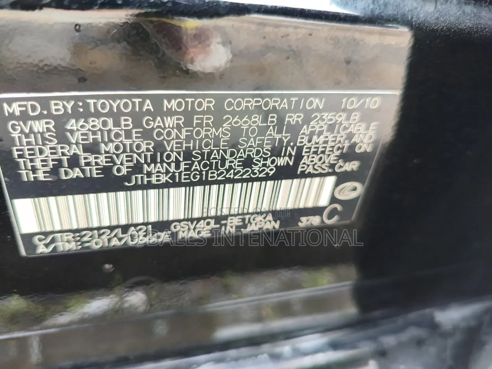 Lexus ES 350 2011 Black