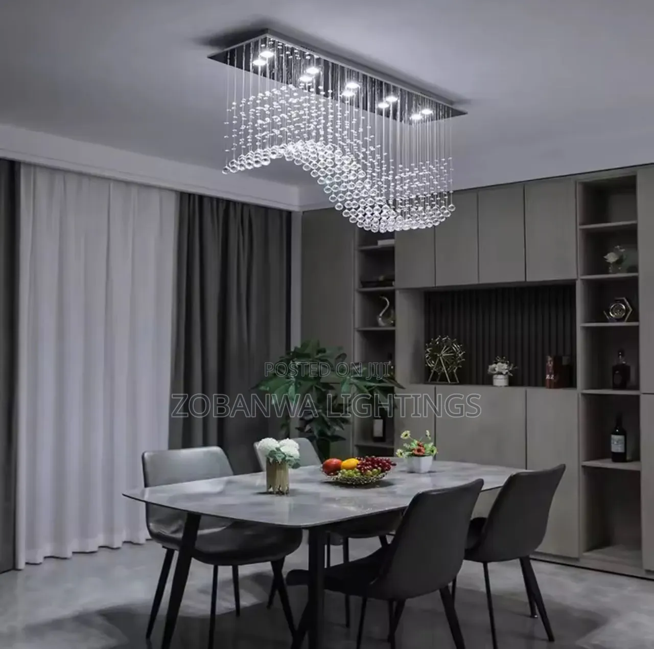 Green Stone Glass Led Pendant Chandelier