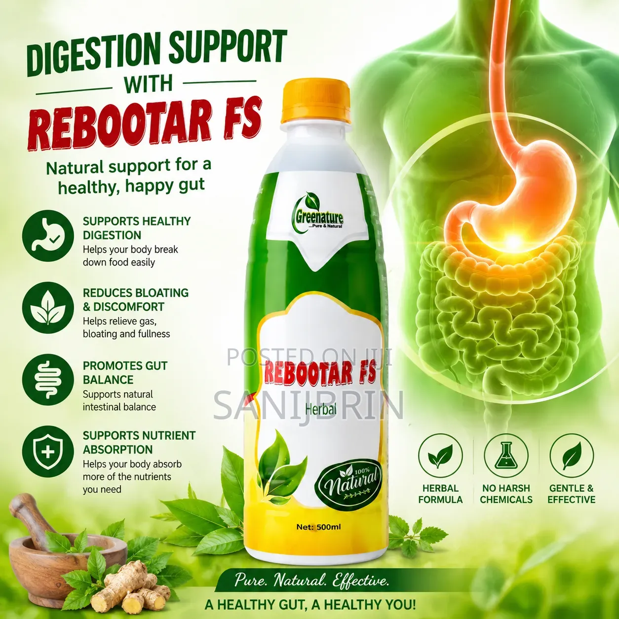 Greenature Rebootar Fs Bitters - Cardio,Sugar Control Immunity 750ml