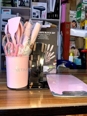 19 PCS Kitchen Knife Set With Silicone Utensils and Chopping Board