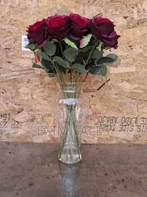 Artificial Rose and Glass Vase