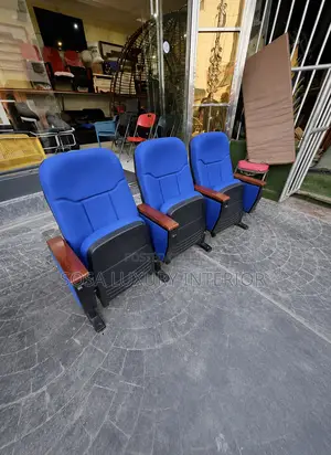 Modern Blue Auditorium Chair With Writing Pad