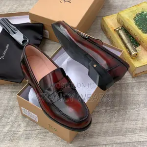 Luxury Burgundy and Black Leather Loafers