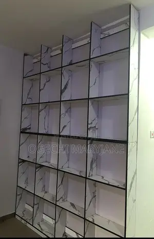 This Is a Modern, Floor-to-Ceiling Shelving Units