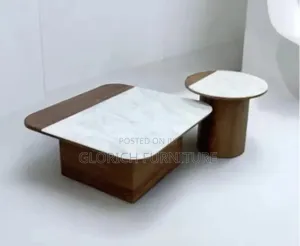 Luxury 2-piece Marble Walnut Center Table Set –