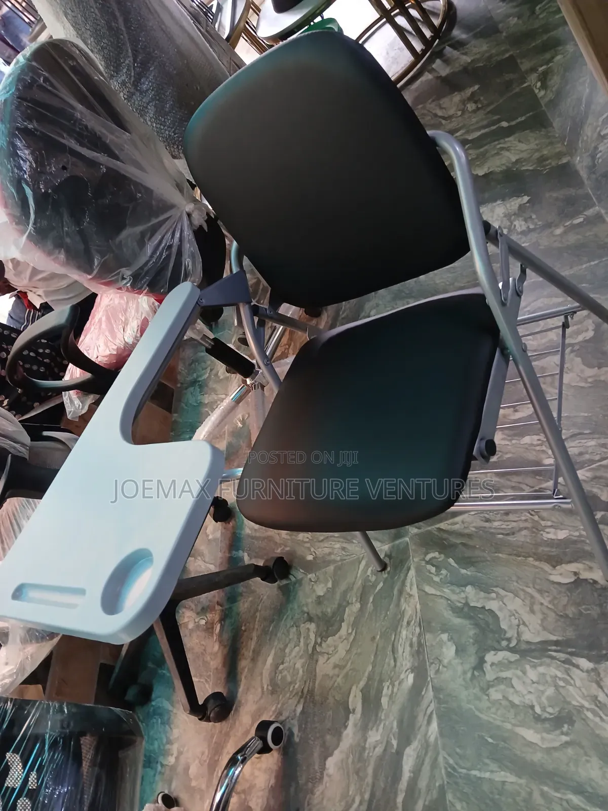 Writing Pad Chairs With Leather Seat.