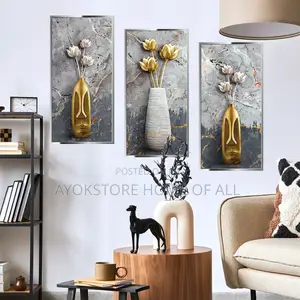 3pcs Flower Wall Art Stickers 30×60cm Peel and Stick Home Decor