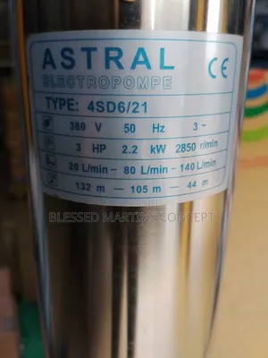 3hp Astral Submersible Water Pump. 100% Copper Coil